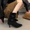 New Women's Pleated Women's Knee-high High Heels Ladies Pointed Knight Boots High Quality Knee High Boots Zapatos Mujer
