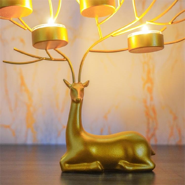 Iron Deer Candle Holder Christmas Decors Metal Wedding Candlesticks for Desk