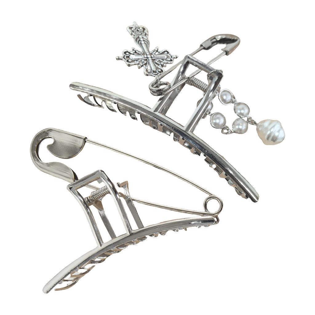 Y2K Metallic Hair Clip With Cross and Coold Pin Design For Various Hairstyle Party Daily Use Anime Fashion Accessories