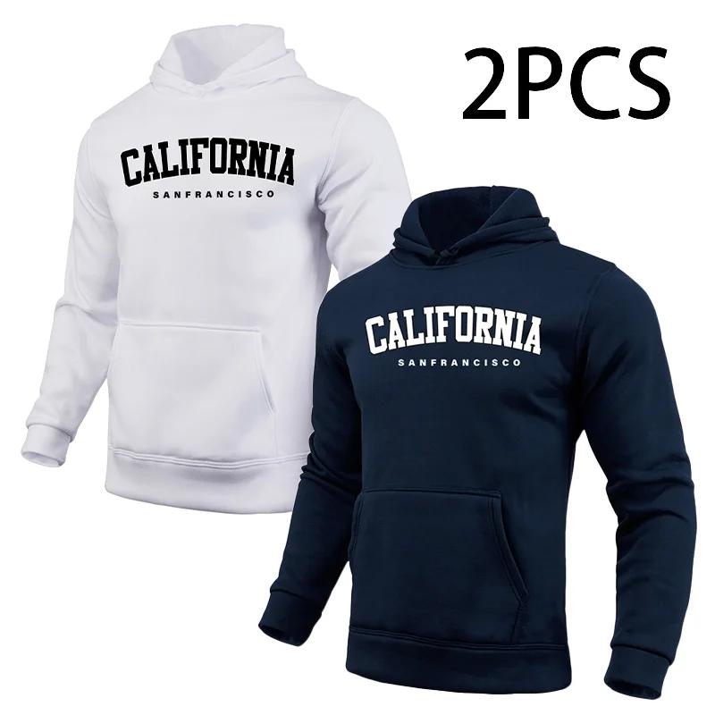 2 In 1 Hoodie for Man California Print Autumn Winter Daily Casual Sporty Sweatshirt Home Outdoor Comfort Warm Fashion Pullover