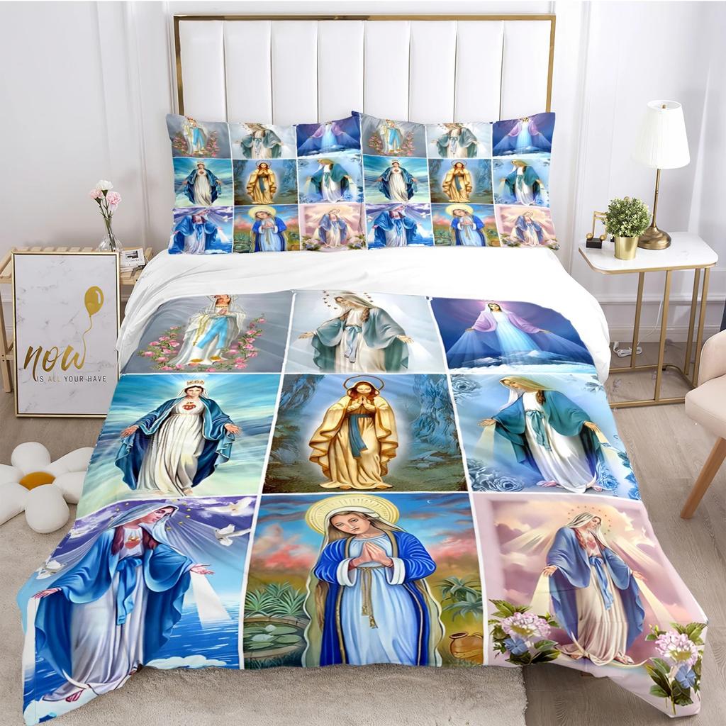 Kind Blesed Virgin MMary All Season Duvet Cover Comforter Bedding Collection Soft Quilt Cover And Pillowcases Singledoublequeenking