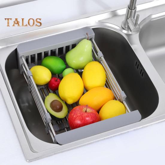 Stainless Steel Drain Rack Retractable Design Large Capacity Rust-Proof Corrosion Resistant Kitchen Sink Hollow Drain Rack Organizer