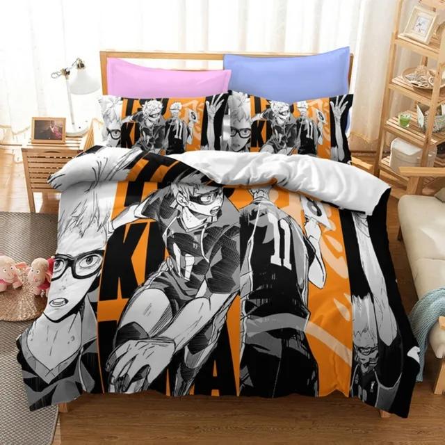 Kreslené Anime Haikyuu Povlečení 3D Tištěné Volejbaloví Chlapci Sada Povlaku na Přikrývku Jednolůžko Dvoulůžko Luxusní Ložní Prádlo pro Děti Teenagery Dárek