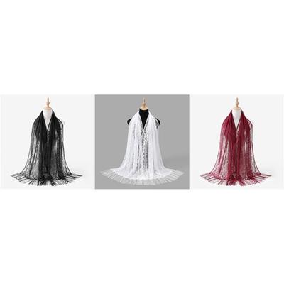 Elegant Lace Edge Scarf Comfortable Head Cover Strong Polyester For Spiritual Moment Or Travel