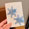 1 Pair Girls Hair Clip Blue White Snowflake Design Christmas Hair Pins Lightweight Hair Styling Tools Hair Accessories