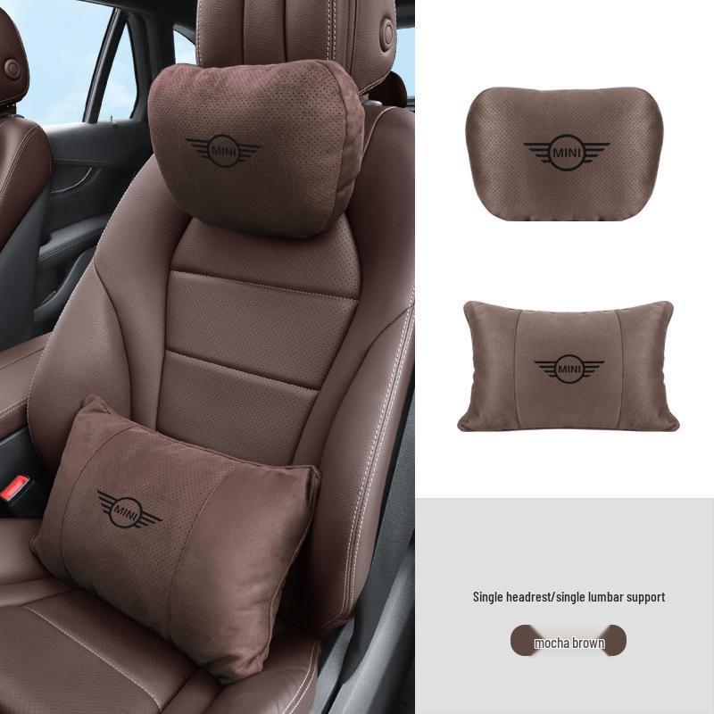 Supporto per la testa e lombare per auto BMW Mini: Cuscino in Camoscio per la Protezione di Collo e Schiena