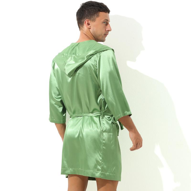 Unisex Lightweight Long-Sleeve Tie-Up Bathrobe - Solid Color Plus Size for Men & Women.