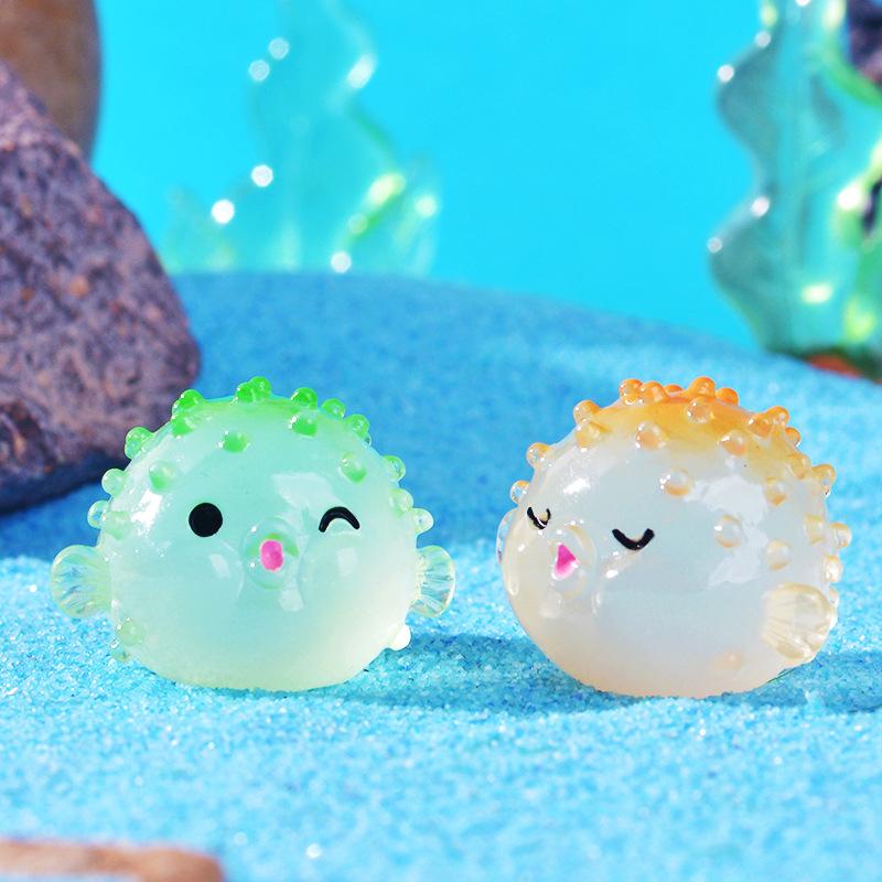 3Pcs Cartoon Luminous Pufferfish Aquarium Fish Tank Decoration Artificial Underwater Pufferfish Small Ornament Accessories Gifts