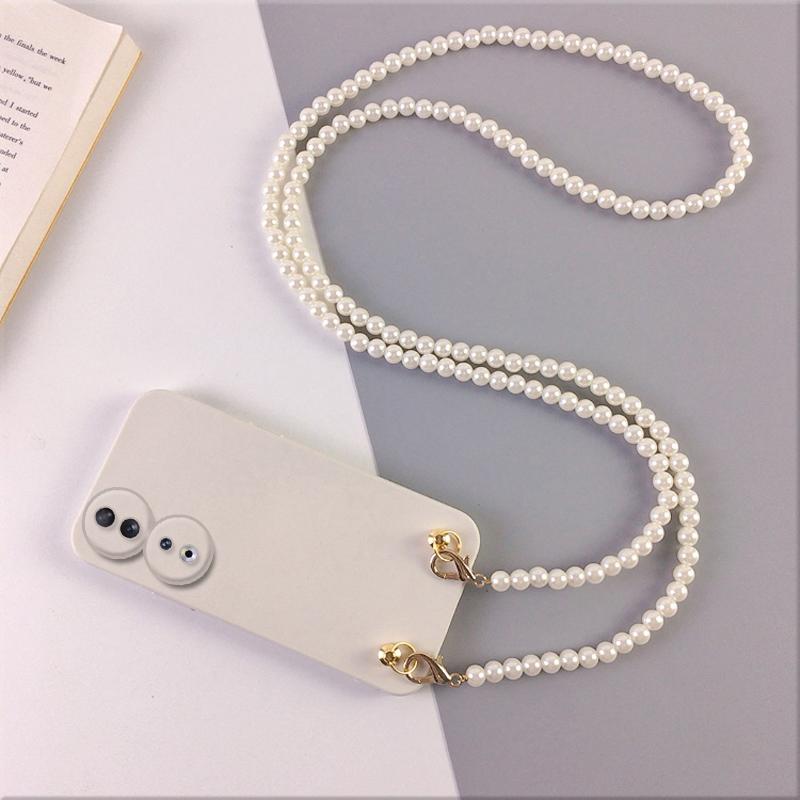 Crossbody Pearl Lanyard Halskette Hülle für Honor 90 Pro 80 70 60 50 40 30 20 Pro Plus Ultra Lite Schutzlinse Weiches Silikon Weiße Handyhülle