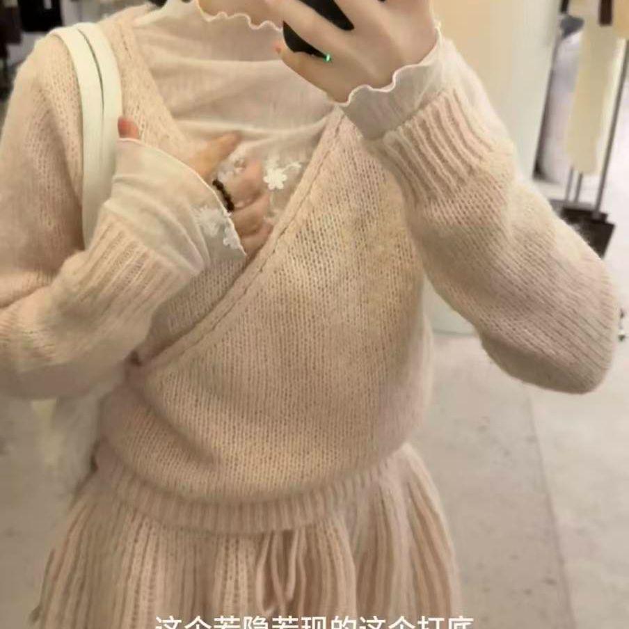 

2026 Pink Knit Dress Set: Elegant Waist-Cinched Sweater & Short Skirt for Autumn/Winter S [Recommended 85-95 lbs]