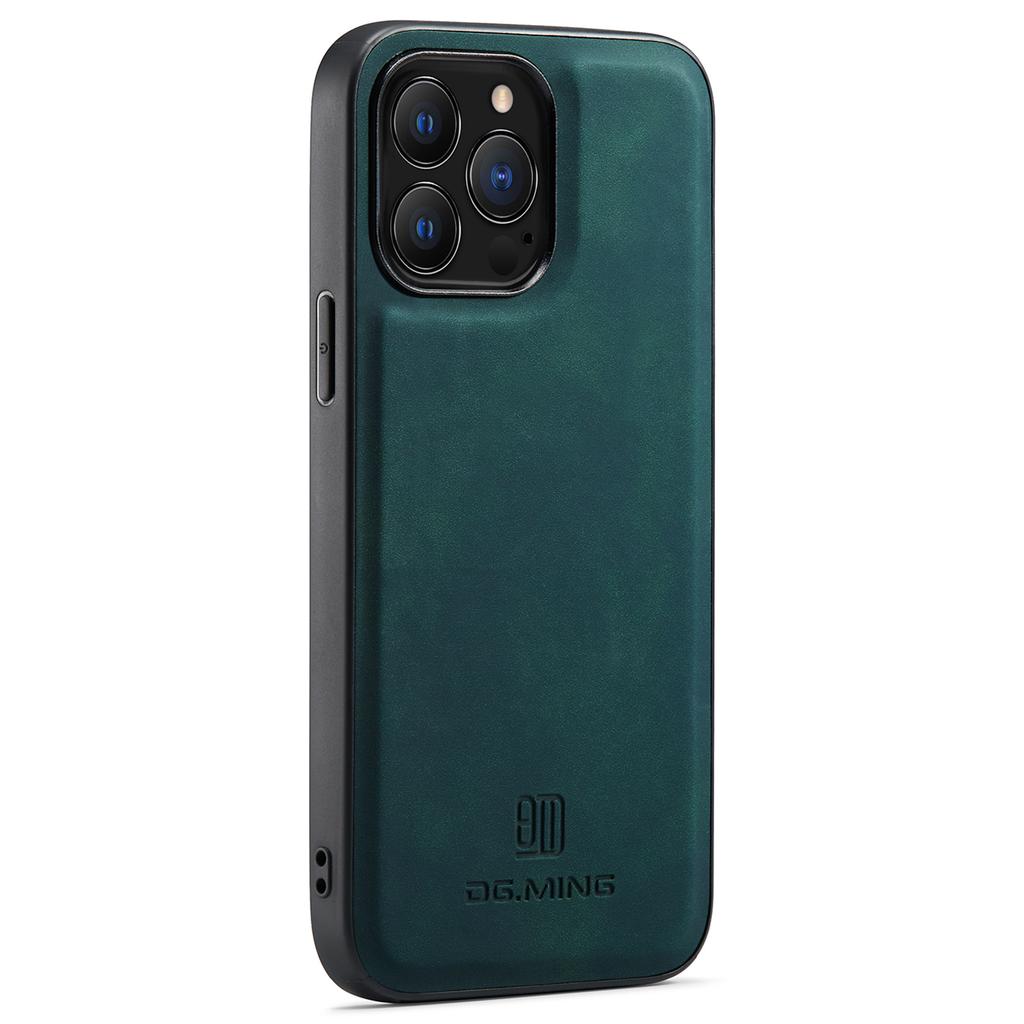DG.MING Für iPhone 16 Pro Hülle PU-Lederbezogene PC+TPU Hybrid-Handyschale
