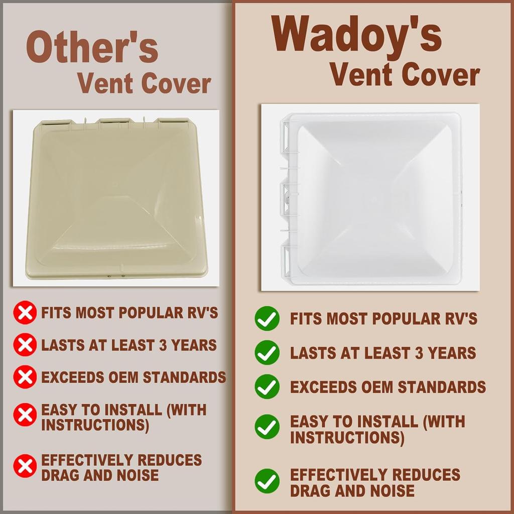 Wadoy 13 X 13 Inch RV Camper Vent Cover/Lid Comaptible With Jensen 40152 Metal Base 1994 & Up Models, Universal Roof Vent Cover Replacement For RV,