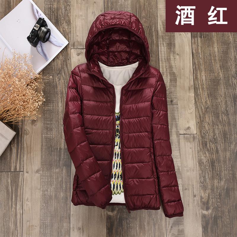 2024 Autumn and Winter New Women's Hooded Light Down Jacket Short Casual Thin Down Jacket Large Size Winter Clothing