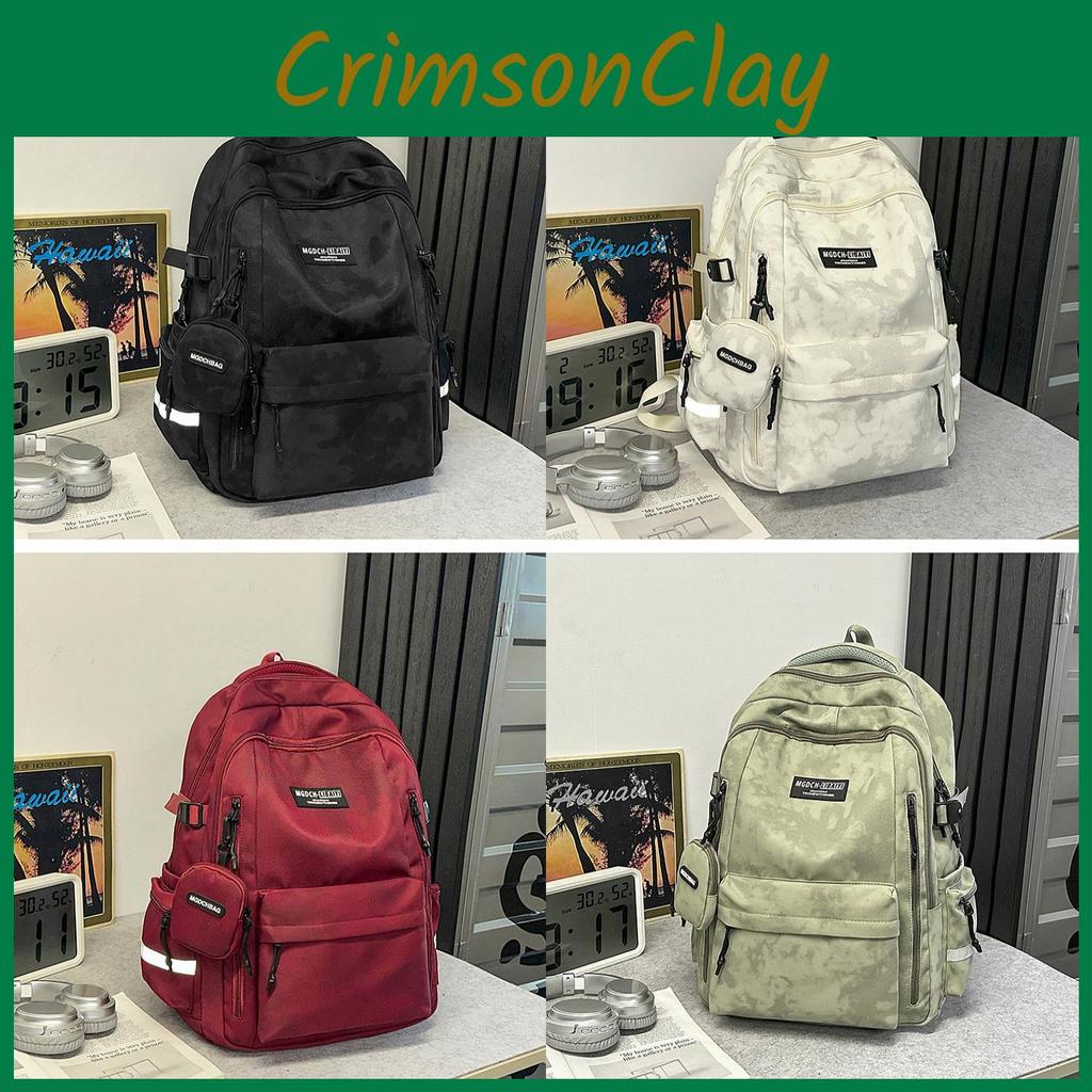 Simple Solid Color Nylon Backpack With Curved Shoulder Straps For School And Daily Use