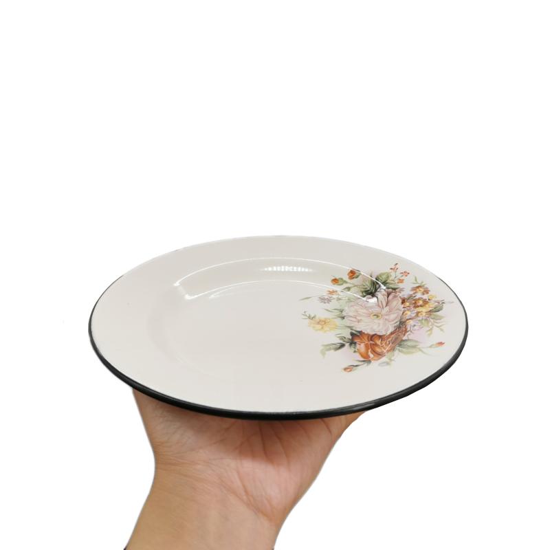 

7-дюймовая тарелка для фруктов, эмалированная тарелка, утолщенная круглая эмалированная тарелка для риса, сервировочная тарелка для ресторана отеля