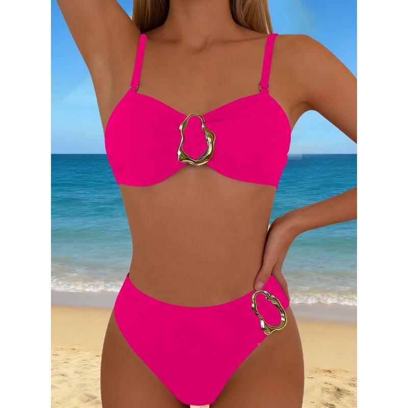 2026 Europäischer und Amerikanischer Neuer Geteilter Badeanzug Damen Sexy Einfarbiger Nacken Bikini Strand Bikini Badeanzug