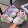 Girl's New Model Rotating Buckle Sports Shoes with Breathable Lights and Dad-style Design