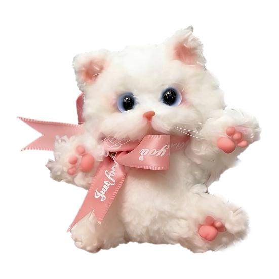 DIY Kitten Keychain Kit Fluffy Cat Plush Toy Craft with Step-by-Step Tutorial Soft Materials Pack for Handmade Bag Charm Cute Gift for Kids Adults
