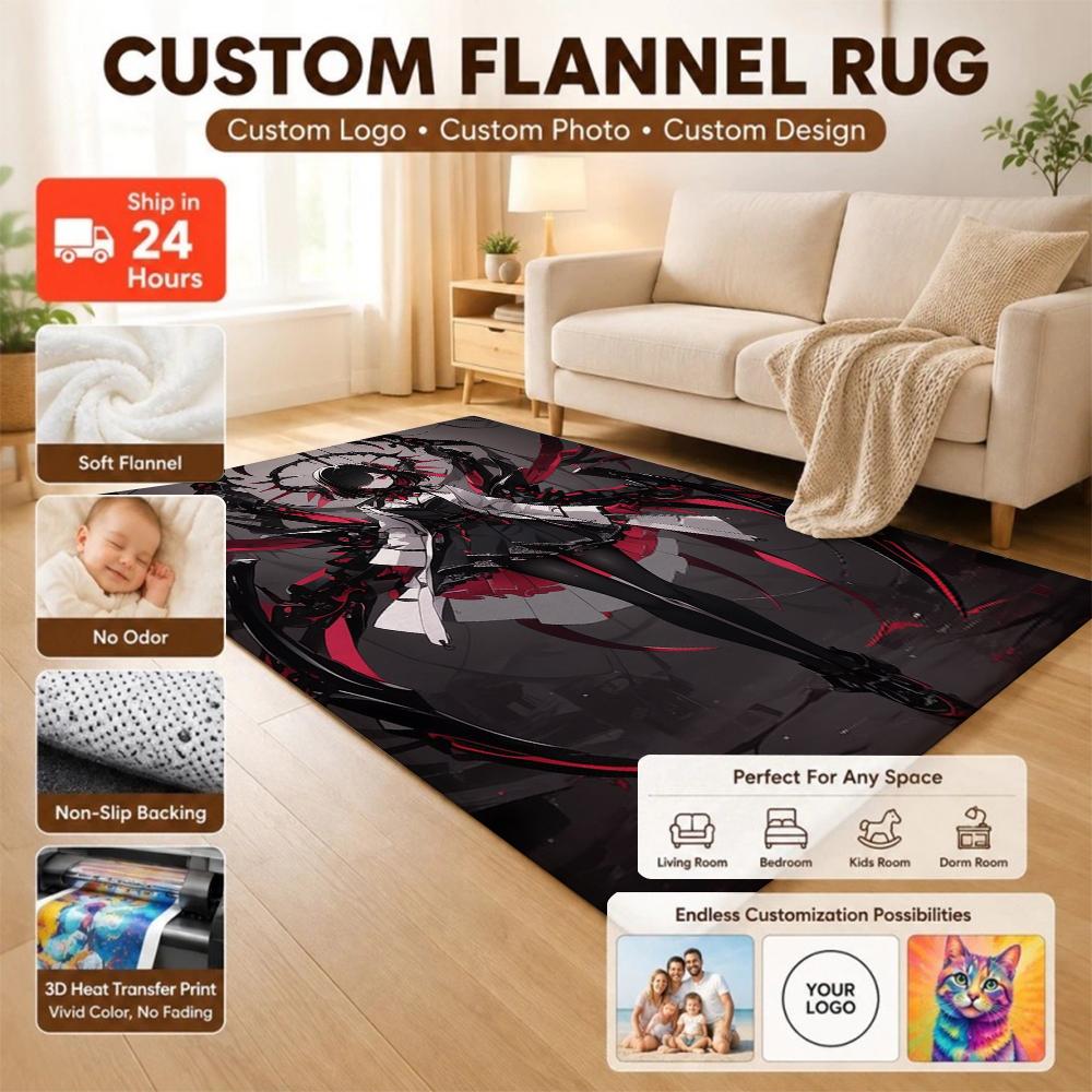 Dark Gothic Anime Girl Indoor Rug Soft Texture Nonslip Carpet For Kids Bedroom Play Area Home Party Decor Valentine'S Day Gift