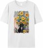T Shirts for Women Graphic Tees Oil Painting Crew Neck Short Sleeve Shirts for Women Flower Black Cat Casual T-Shirt
