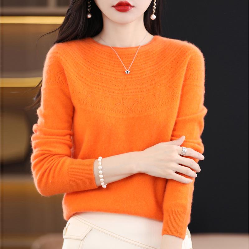 2023 Autumn Women's Pure Wool Round Neck Knit Sweater Cardigan - Stylish & Versatile