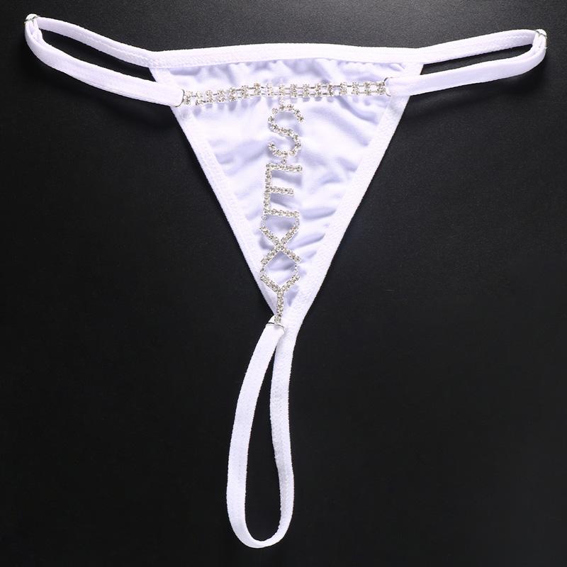 Fashion SEXY Letter Thong Panties Body Jewelry for Women Bling Rhinestone Waist Chain Thong G String Bikini Swimsuit