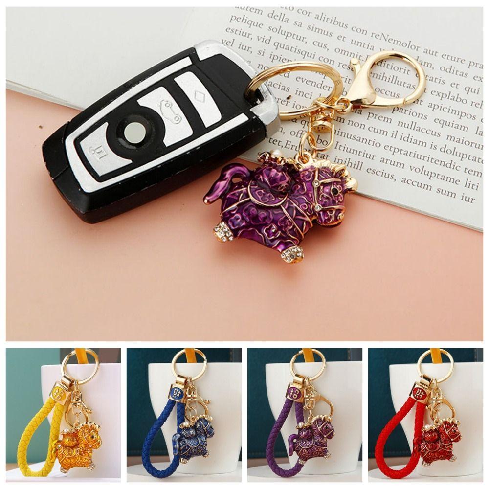 Strass-Pferd-Jahr Schlüsselanhänger Zirkon Neujahrsanhänger Luxus-Tierkreiszeichen-Pferd Anhänger Rucksack Dekor