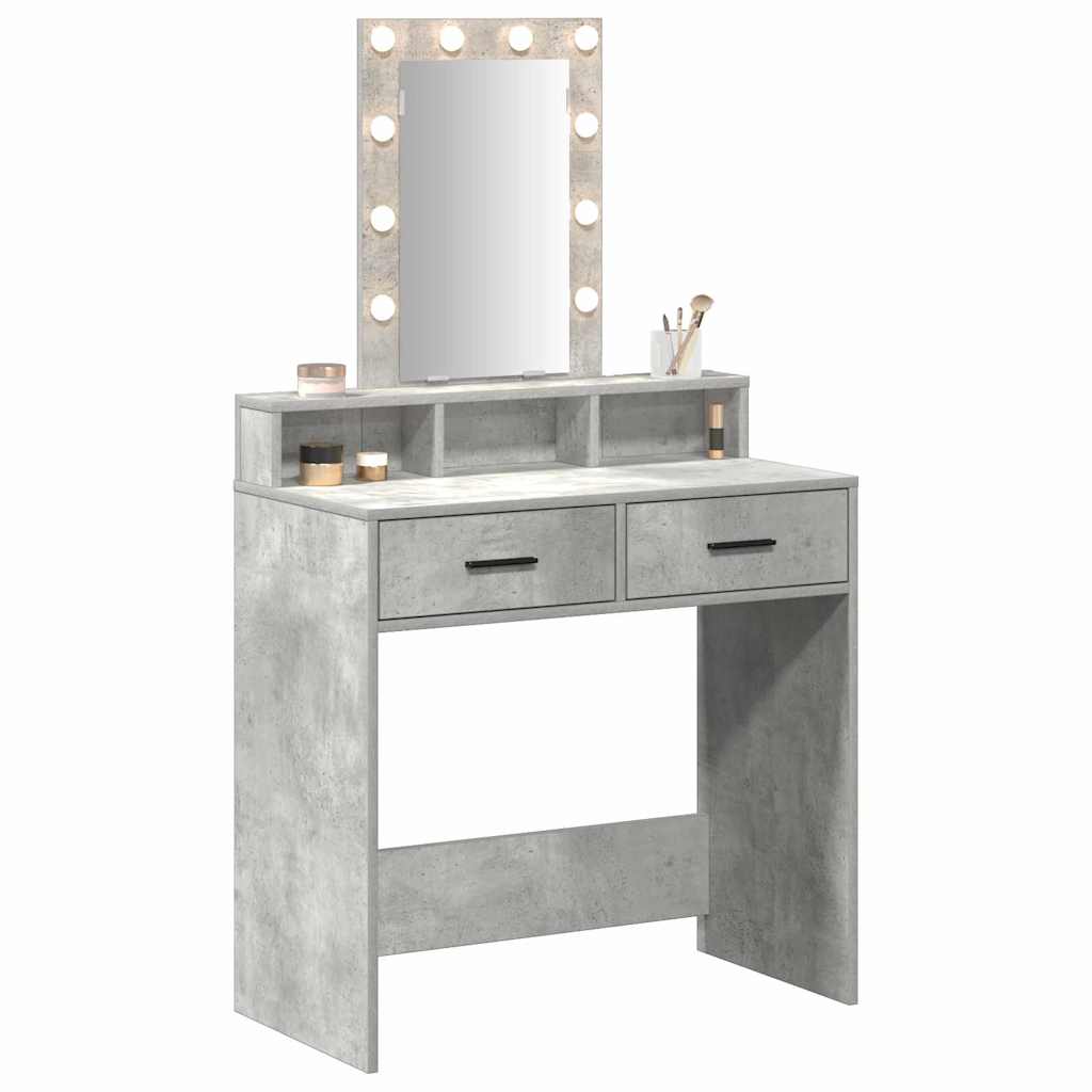 Makeup Table with Drawers Gray 79 x 41 x 140 cm Engineered Wood