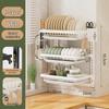 No-Punch Wall-Mounted Dish Drying Rack with Plate and Chopsticks Holder
