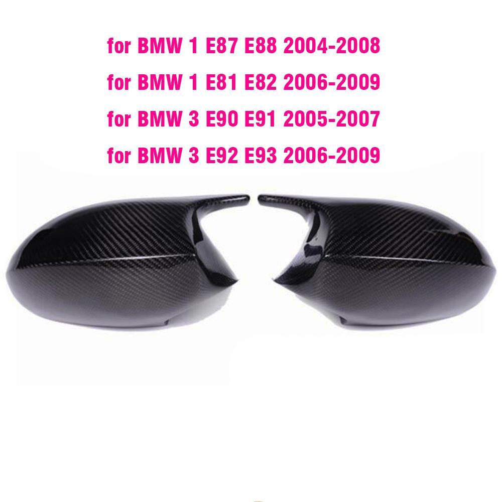 Rear View Mirror Covers  Caps for Bmw E81 E82 E87 ,116i 118i 120i E88 E90 E91 2008-2011, 320i 330i 330d Carbon Fiber Gloss Black