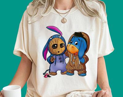 Marvel Guardians of The Galaxy Baby Groot and Eeyore Shirt | Groot Friends Costume Shirt | Marvel Family Party Gift | Aesthetic Gift R669