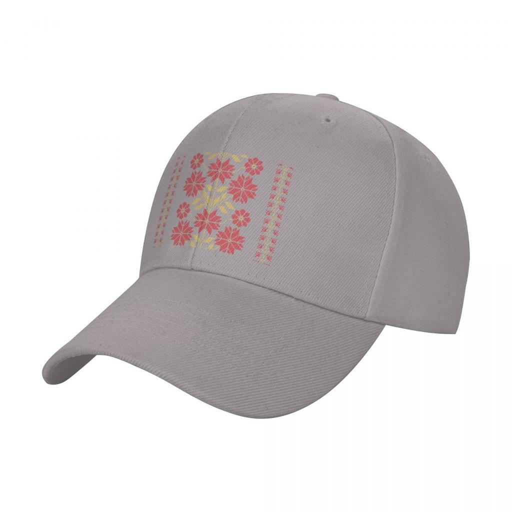 Traditional Tatreez Embroidery Flowers Pattern Design 9 Red-gold Baseball Cap Luxury Brand Snap Back Hat Custom Hat Man Women's