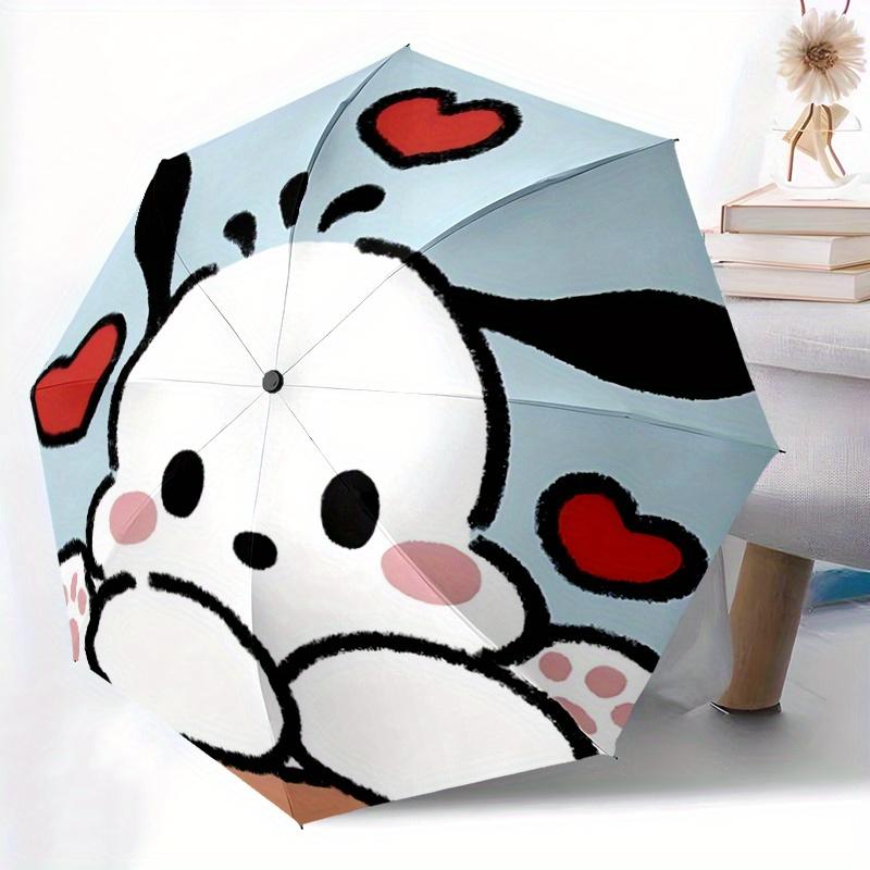 1pc Sanrio Heart Pochacco Automatic Opening and Closing Umbrella - Lightweight 3-Fold Design, Suitable for Fans, Travel, Daily Use - Official Product,
