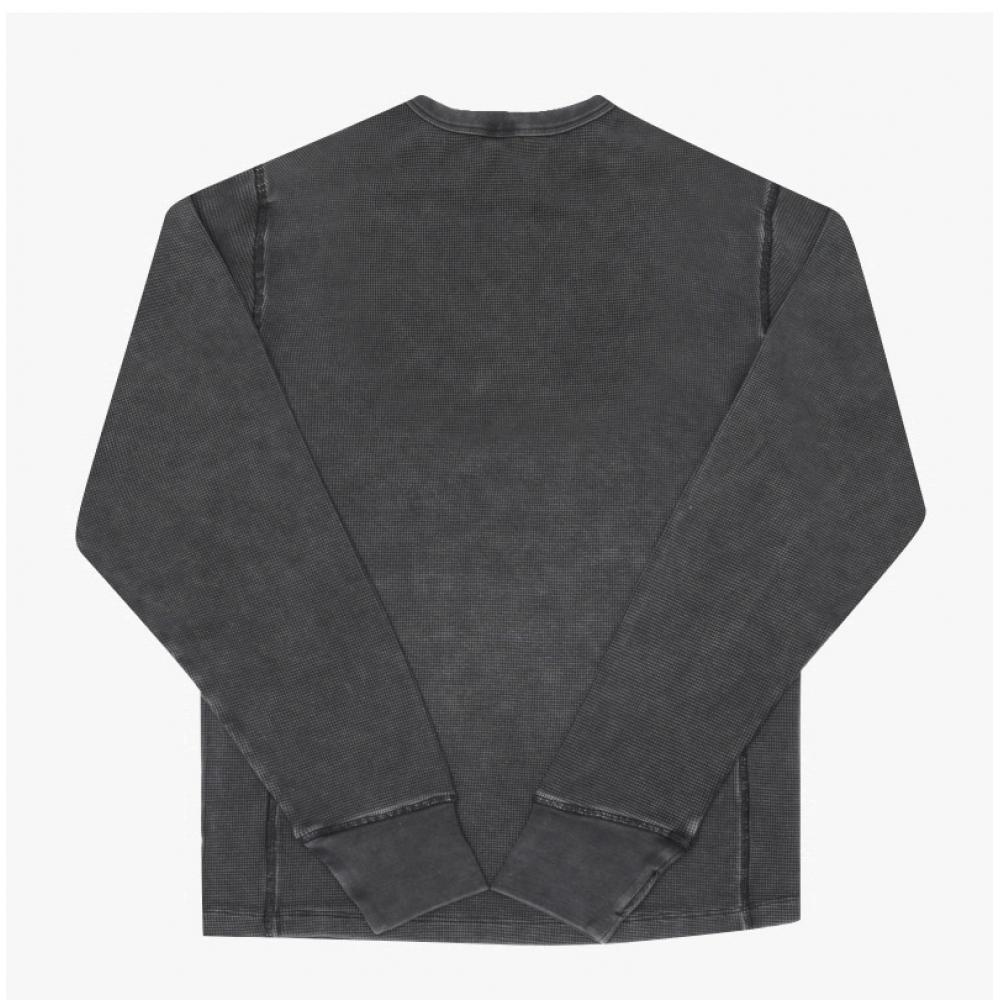 Enthiastudio Thermal Washed Black Unisex Long Sleeve Tee Es2260wb