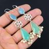 Green Chalcedony Stone 925 Silver Drop Dangle Engagement Boho Earrings Jewelry