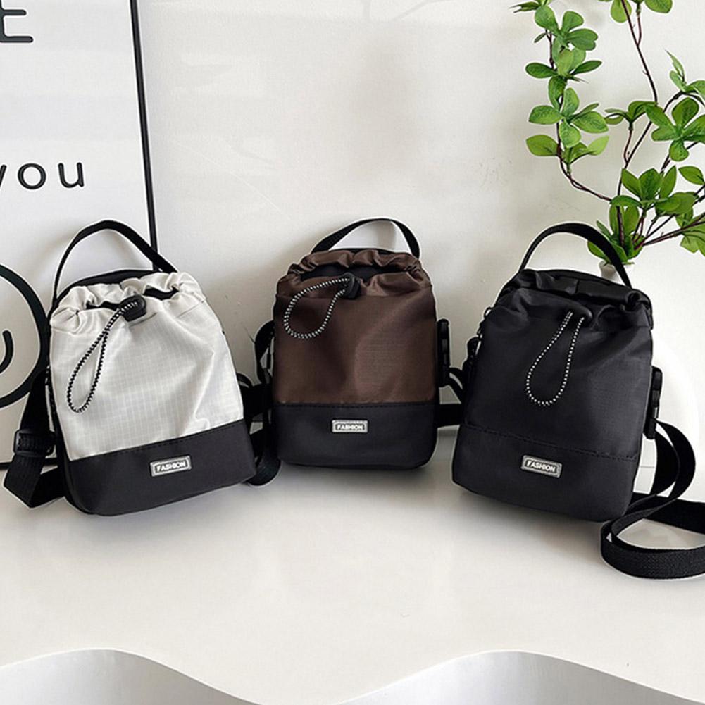 Outdoor Multifunctional Drawstring Crossbody Bag Nylon Lightweight Phone Bag Adjustable Strap Fashionable Portable Bag