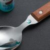 HANYANG New Wooden Handle Tableware Household Items 304 Stainless Steel Small Soup Spoon Steak Fork Dessert Spoon Tableware