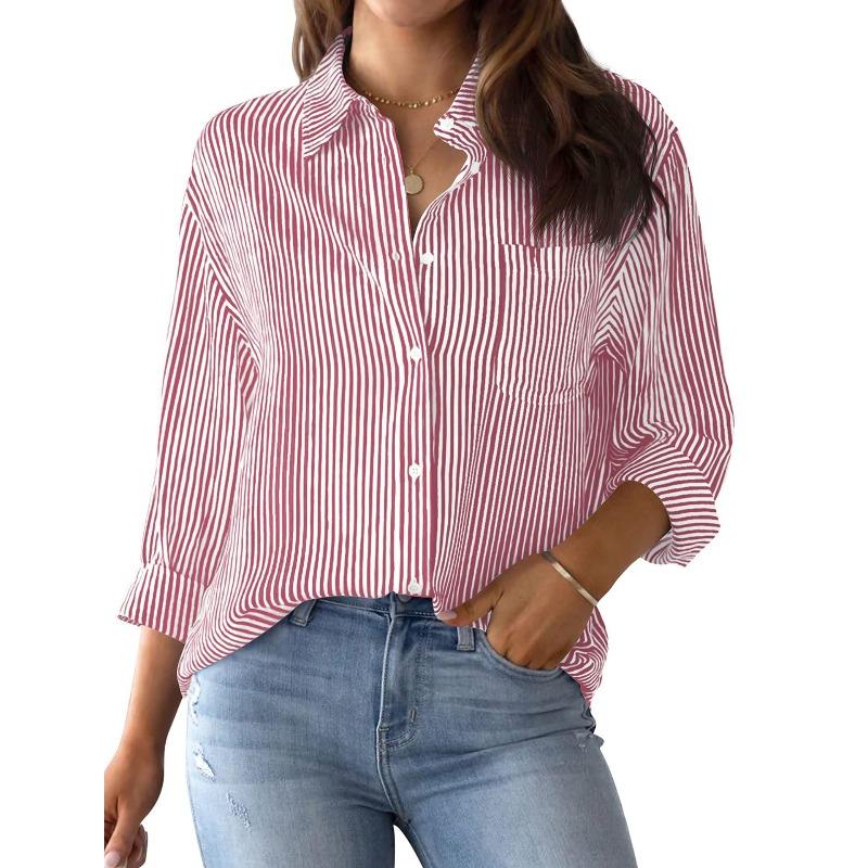 BITCED Women's Fashion Casual  Long Sleeve POLO Neck Blouses & Shirts Unique design