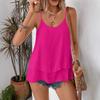 Canottiera Cami Casual da Donna Taglie Forti, Monocolore, Doppio Strato, Svasata, Spalline Sottili
