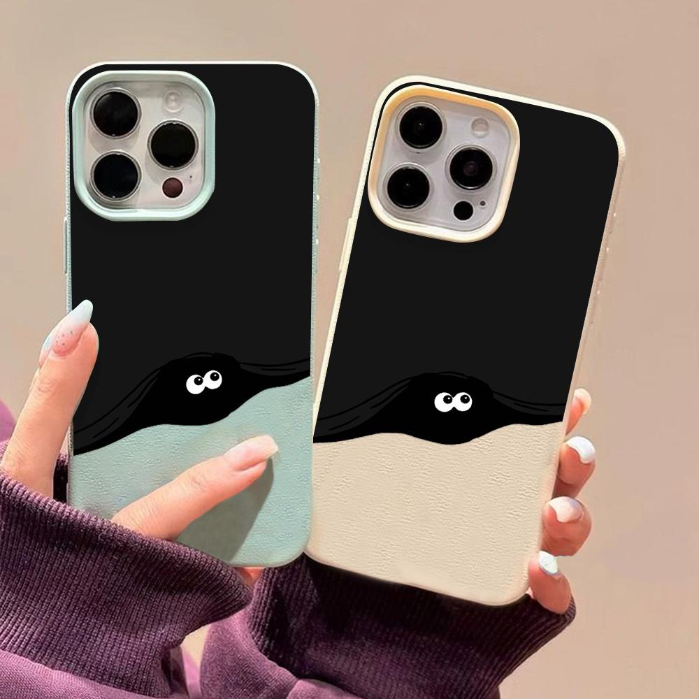 Hudfølende telefondeksel for iPhone 11 13 16 Pro Max iPhone XR XS Max 14 15 Pro Max 12 13 Pro Max 16 Plus 13 Pro 14 Pro Cartoon Painted Macaron Colors