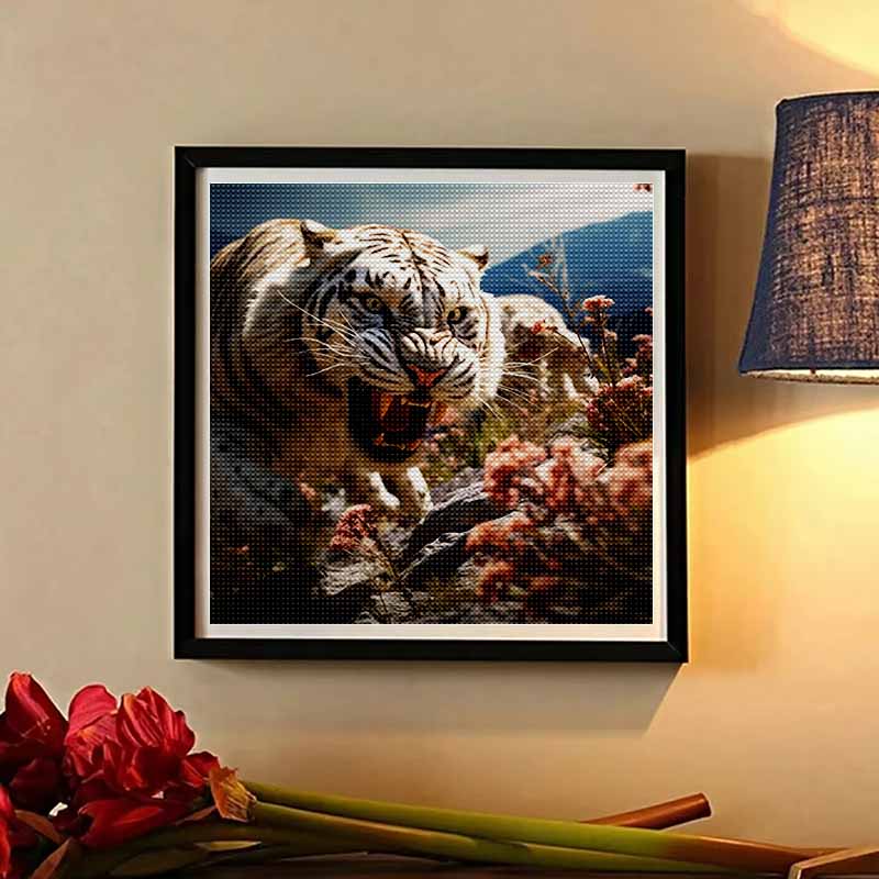 New Arrival 5D DIY Full Circle Diamond Painting "Tiger Roar" Embroidery Cross Stitch Home Decor Gift