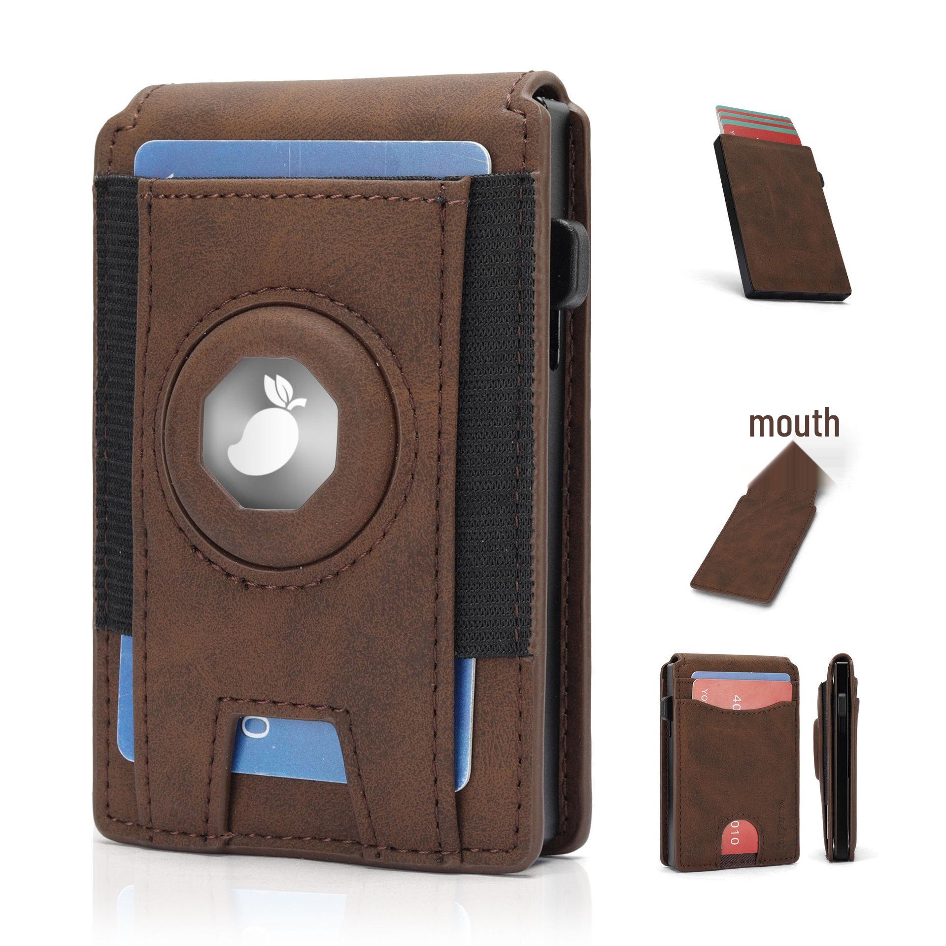 

Мужской кошелек из натуральной кожи с несколькими отделениями для карт и защитой от кражи, с отслеживанием AirTag