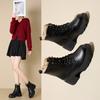 Leather platform Martin boots women's medium tube platform sole versatile retro short boots platform shoes versatile