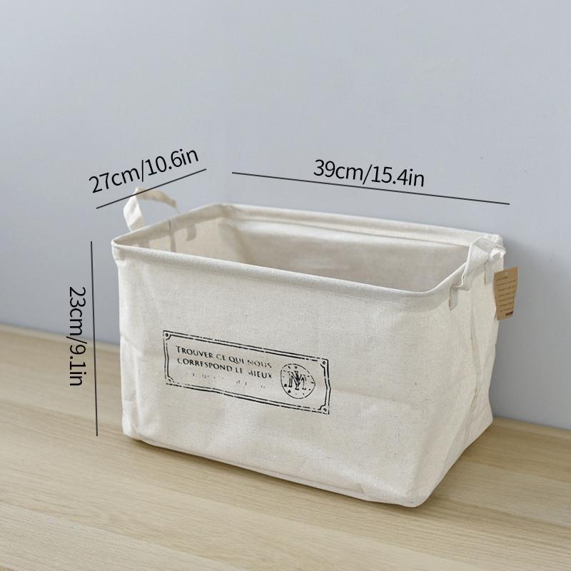 Simple Linen Storage Basket Cotton Linen Laundry Basket Foldable Desktop Sundries Organizer Closet Clothes Underwear Storage Box