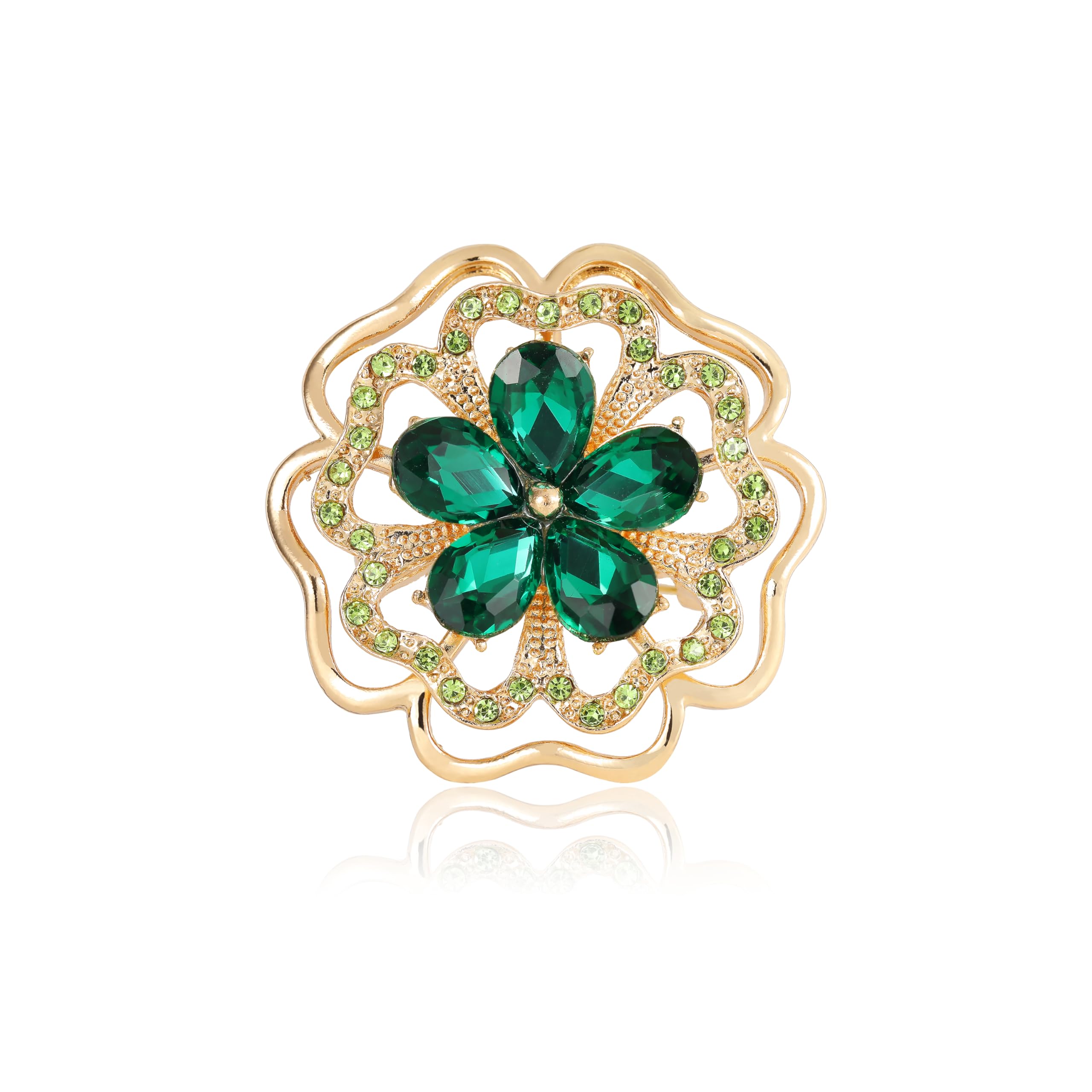 

Flower Brooch Green Stylish Sparkly Zirconia Brooch Corsage Breast Decoration Green Gem Graduation Birthday Cute White Day Jewelry FH.bird