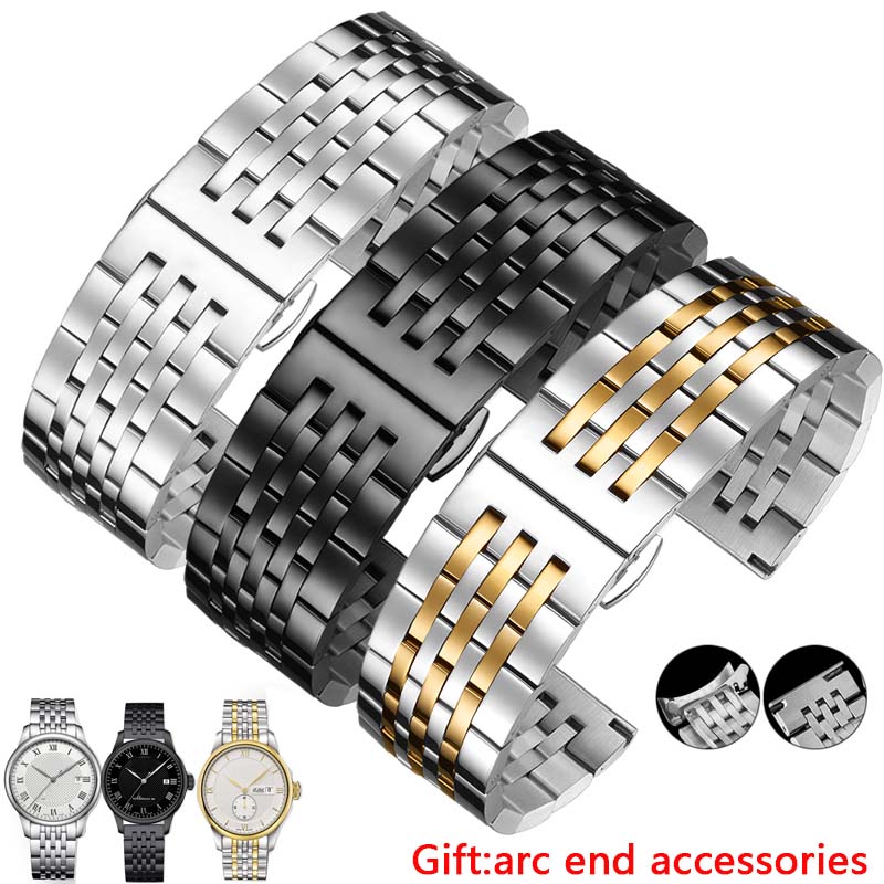 Gebogenes Ende Edelstahl-Uhrenarmband für Casio Tissot seiko Uhrenarmbänder 12 13 14 15 16 17 18 19 20 21 22mm Metallarmband