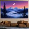 2D Nature Scenery Mountain Moon Background Cloth Decor