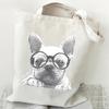 French Bulldog Heart Print Women's Handbags Animals Lover Design Canvas Shopping Bag Women French Bulldog Reusable Shoulder Bag
