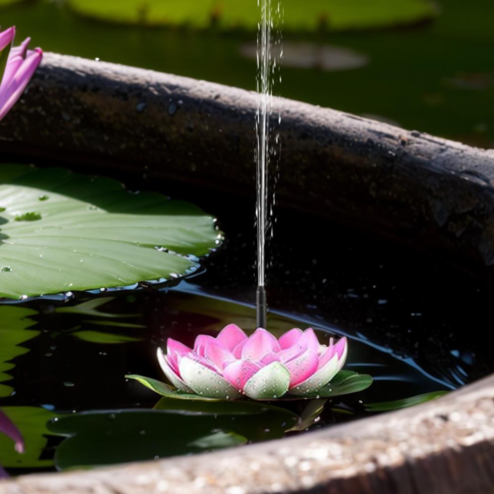Lotus Solar Water Fountain Brushless Pump Mini Waterfall Fountain Artificial Lotus Flowers Fountain for Outdoor Bird Bath
