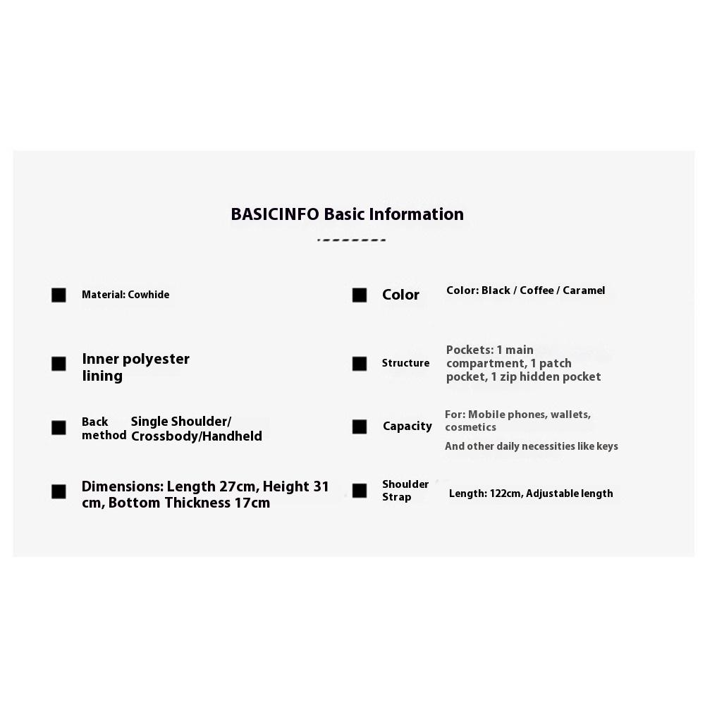 Leather Women's Bag 2 Crossbody Cowhide Bucket Bag Lazy Wind Large Capacity Commuter Shoulder Bag